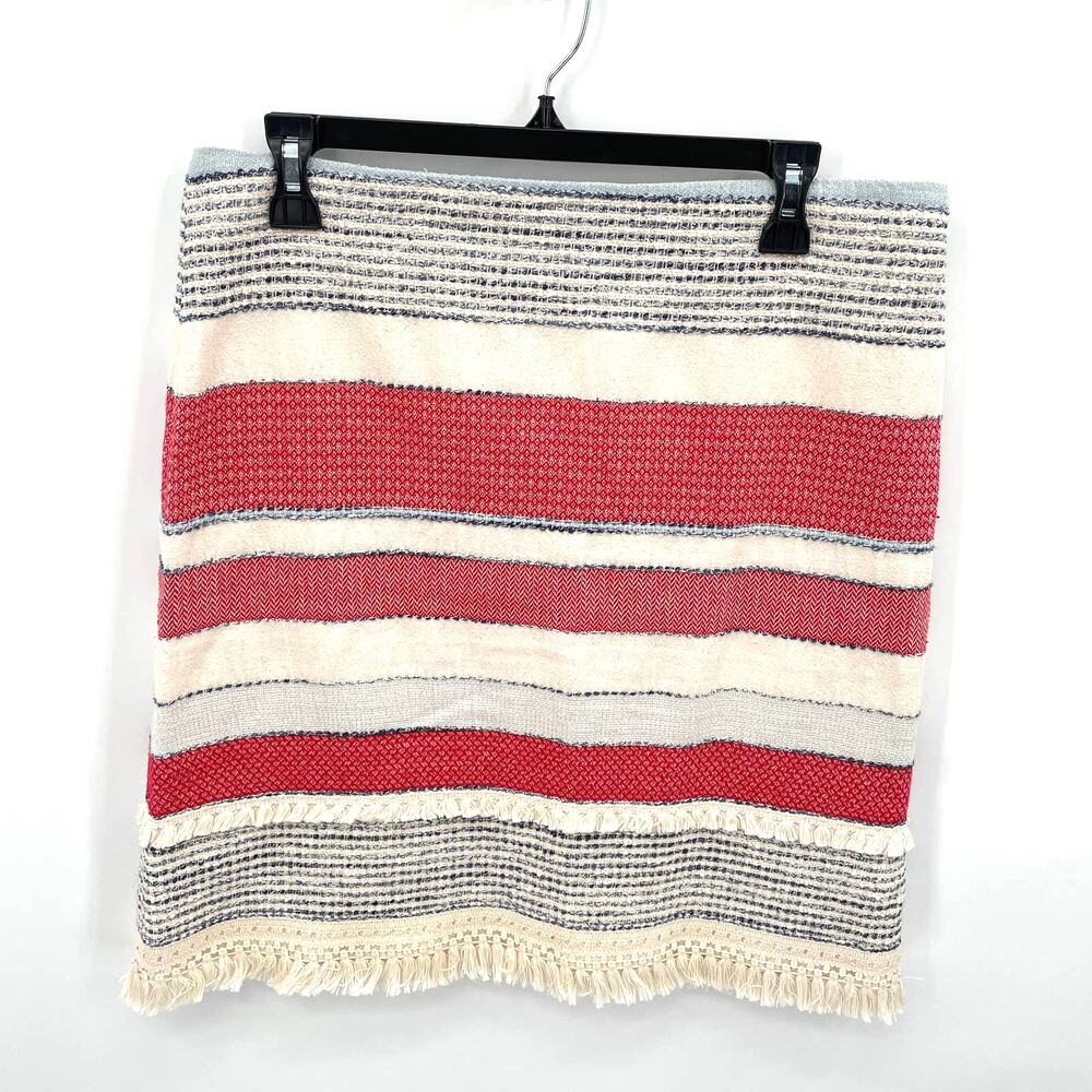 J. McLaughin Carmela Striped Pencil Skirt with Fringe Detail // 10